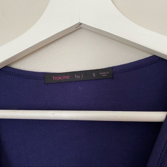 Fraiche by J Dress Wrap Long Sleeve Blue Casual Comfy Neutral Trendy Dinner Date - Picture 6 of 8